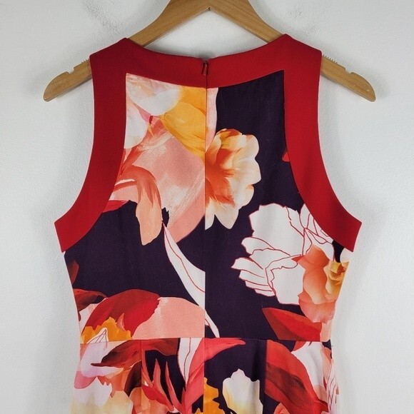 Black Halo Rohan Watercolor Floral Sleeveless Pencil Midi Sheath Dress 8 - Picture 8 of 13